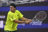 Paul plays a shot against Denis Shapovalov in the Men's Singles Semifinals match during day six of the 2025 Dallas Open - Source: Getty